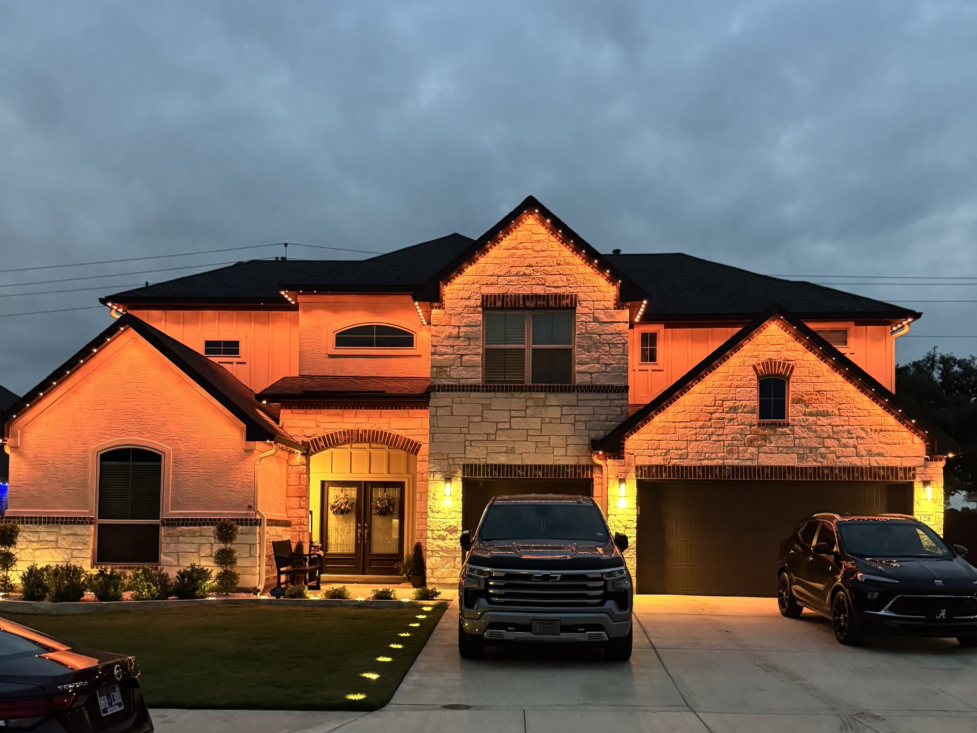 Real Dazzl Lighting game day install on a Texas home